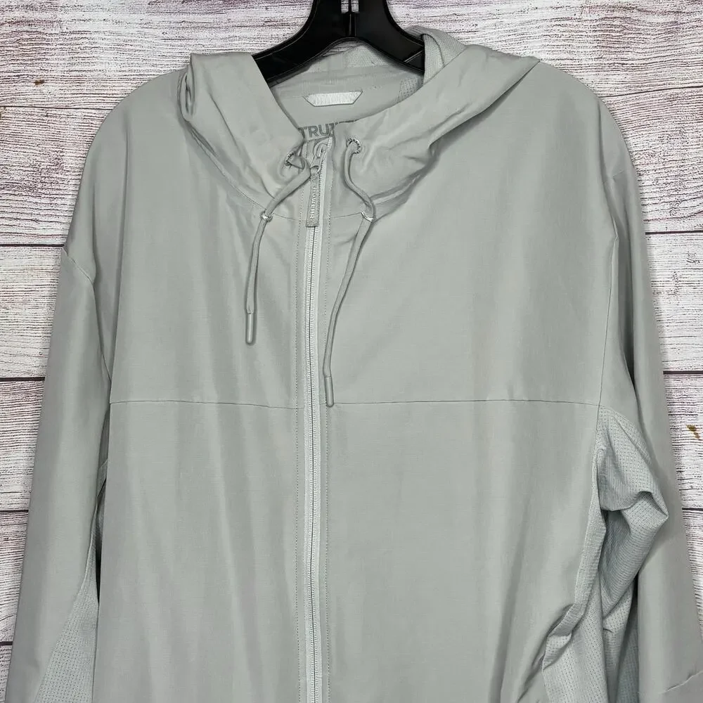 Truwear Full Zip Breathable Active Gray Stretch Moisture Wick Jacket 2XL New